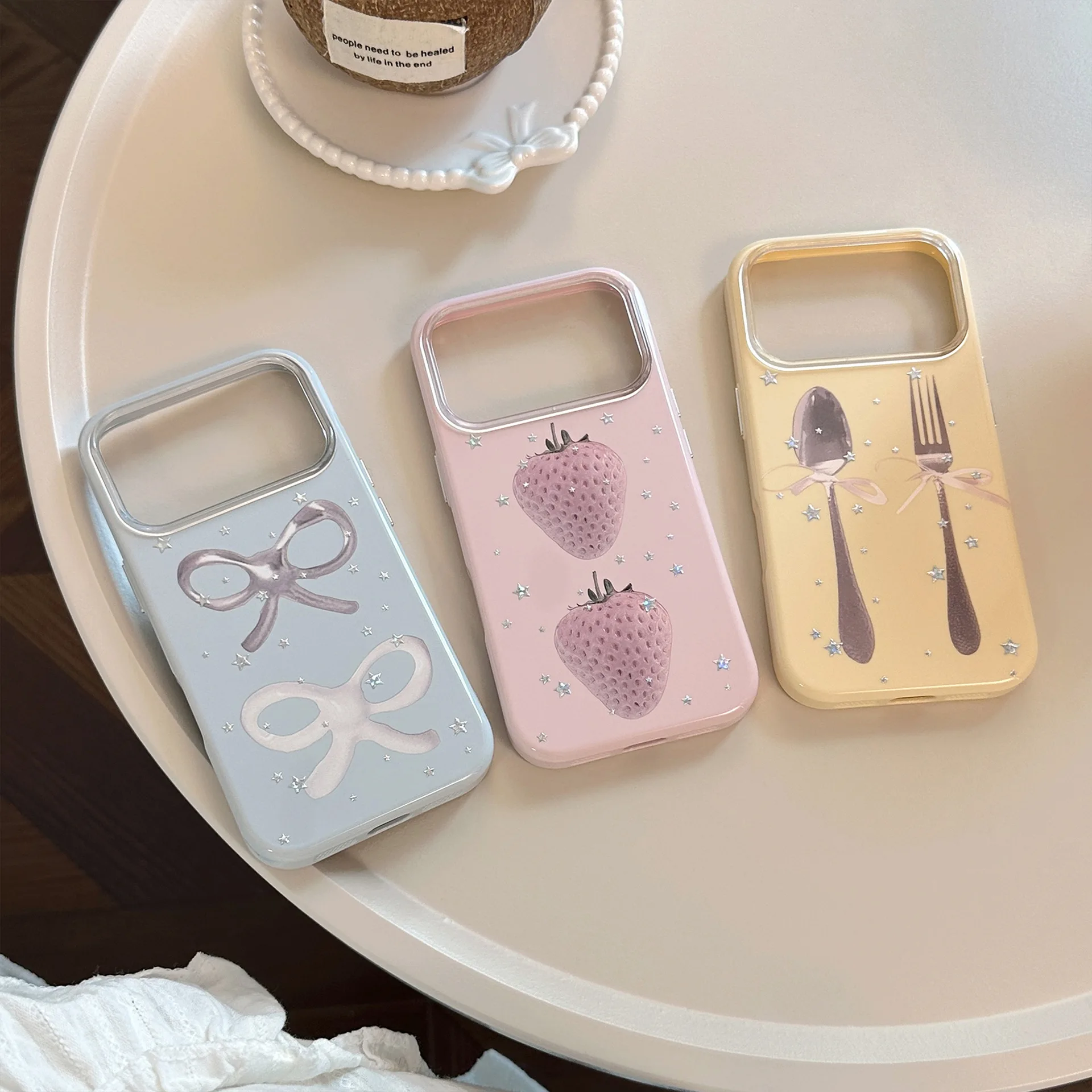 Apple Iphone 15 - เคสโทรศัพท์ลายภาพประกอบดาวสีเงินสุดหรู สีลูกกวาด สำหรับ iPhone 18 17